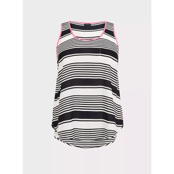 Torrid Striped Pocket Tank Top Black White Neon Pink Trim Womens Plus Size 3X - Picture 3 of 11